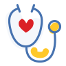 Drawing of a stethoscope with a heart